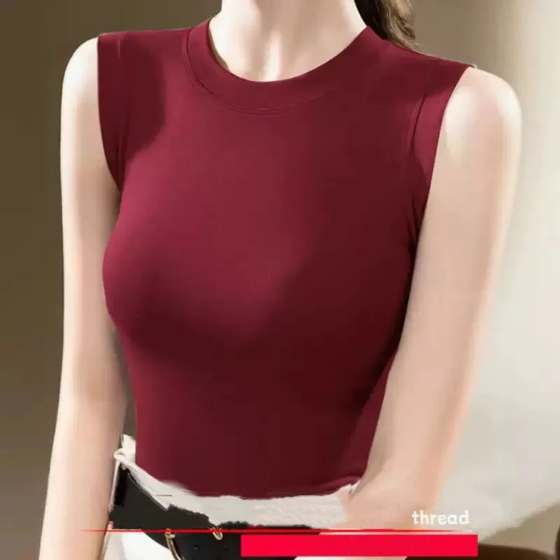 1pcs Spring Summer Women Knitted Tank Tops Girl Thin Tops Lady Basic Casual Tank Tops Round Collar Tees Sleeveless Top M~3XL — image 5
