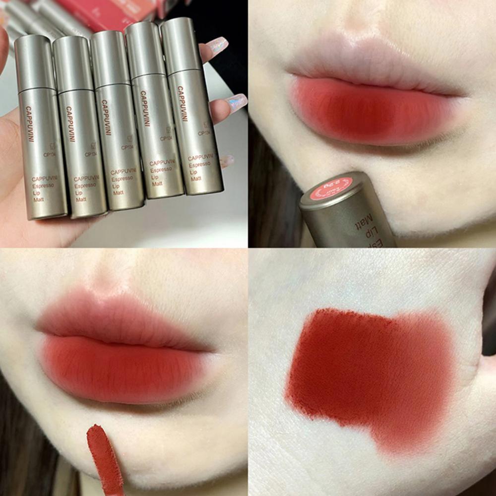 Cappuvini Espresso Matte Lipstick Velvet Lip Glaze Waterproof Long-lasting Texture Smooth Glossy Makeup Setting Lip Color — image 4
