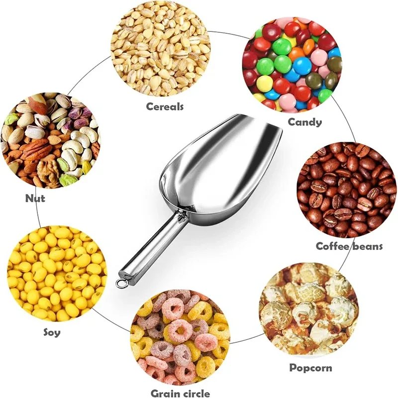 Stainless Steel Ice Shovel Multifunctional Ice Flour Sugar Scoop with 5/8/12 Ounce Ice Scooper for Ice Maker Bar Kitchen Tool — image 3