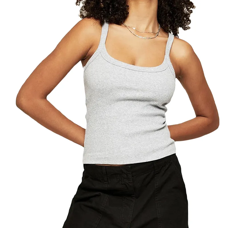 Dames tanktops in effen kleur, basisvest, geribbeld, mouwloos, U-hals, slim fit bijgesneden tops — image 9