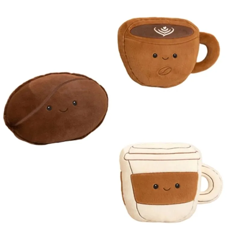 U13F Coffee Bean Plush Doll Soft Short Plush Pillow with PP Cotton Filled Decorative Throw Pillow for Bedroom Couch Desk — image 6