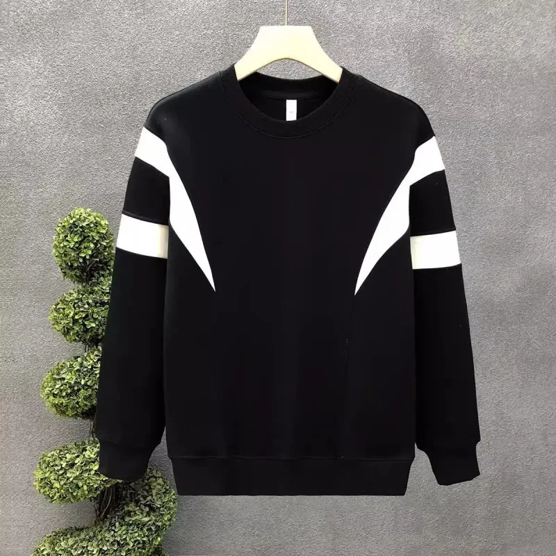 Men Clothing Trend Contrast Patchwork Lazy Style Hoodies Sweatshirts Spring Autumn Long Sleeve Loose Fashion Tops Korean Casual — image 3