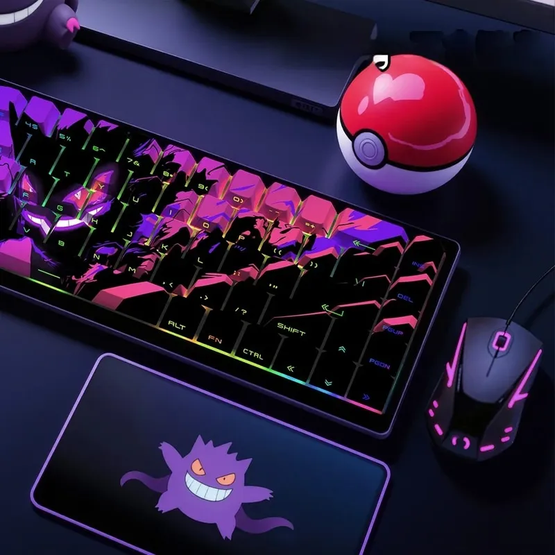 Gengar PBT Original Factory Side Engraved Translucent Keycaps 68 Keys 129 Keys E-Sports Gaming Keycaps For PC Gamer Accessoires — image 6