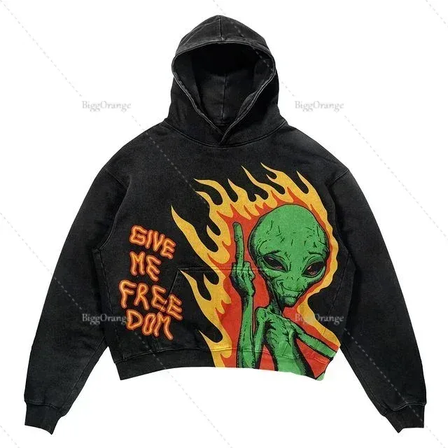 Harajuku Thickened letter print Oversized Hoodie Y2k Goth Hoodies Women Streetwear Tops Sweatshirt grunge Clothes Men Clothing — image 13