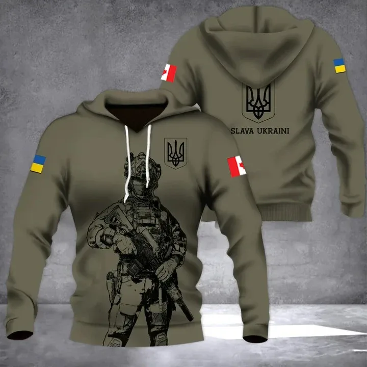 New Ukrainian national emblem Canada Flag Camo printed hoodies 3D Men Women casual pullover military hooded Sweatshirt clothing — image 14