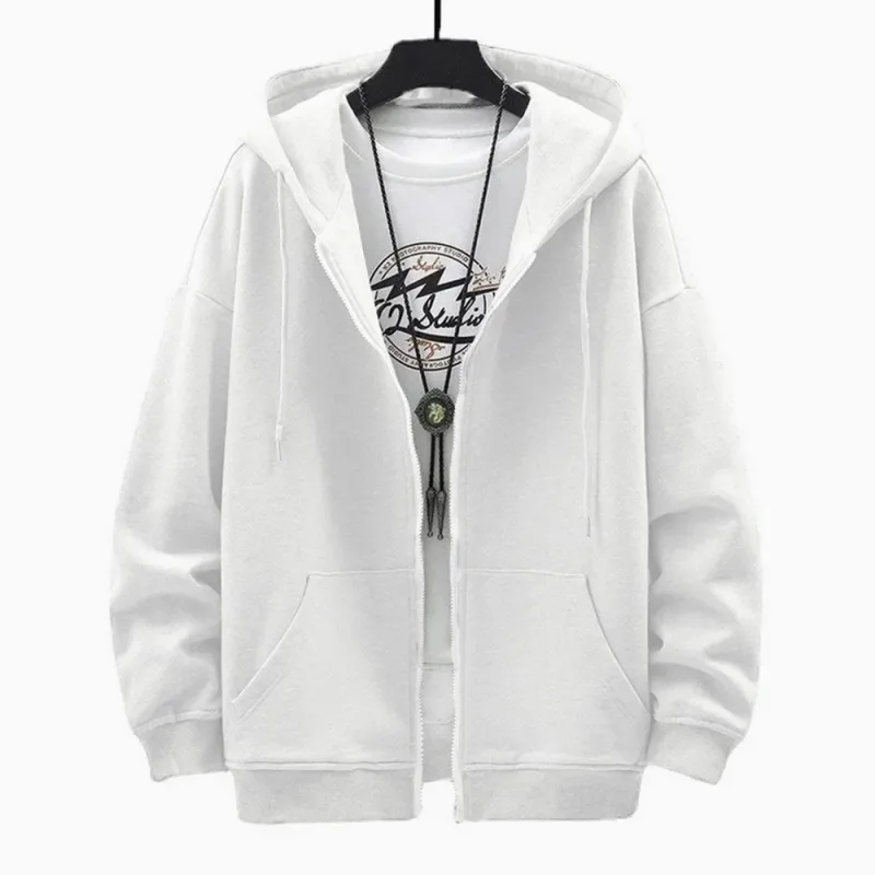 Herren Trendy Hoodie Cardigan Herbst Kapuzenpullover Einfarbig Klassische Jacke Langarm Reißverschluss Mantel Lässige Herrenbekleidung — image 9