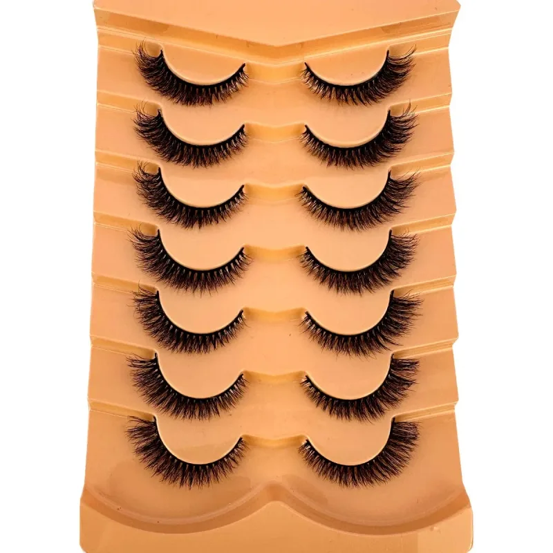 7/8PairsCat Eye Eyelashes manga Lashes 3D Clear Band Lashes naturalHalf Lashes End Eye Elongated Mink Eyelashes Fluffy Eyelashes