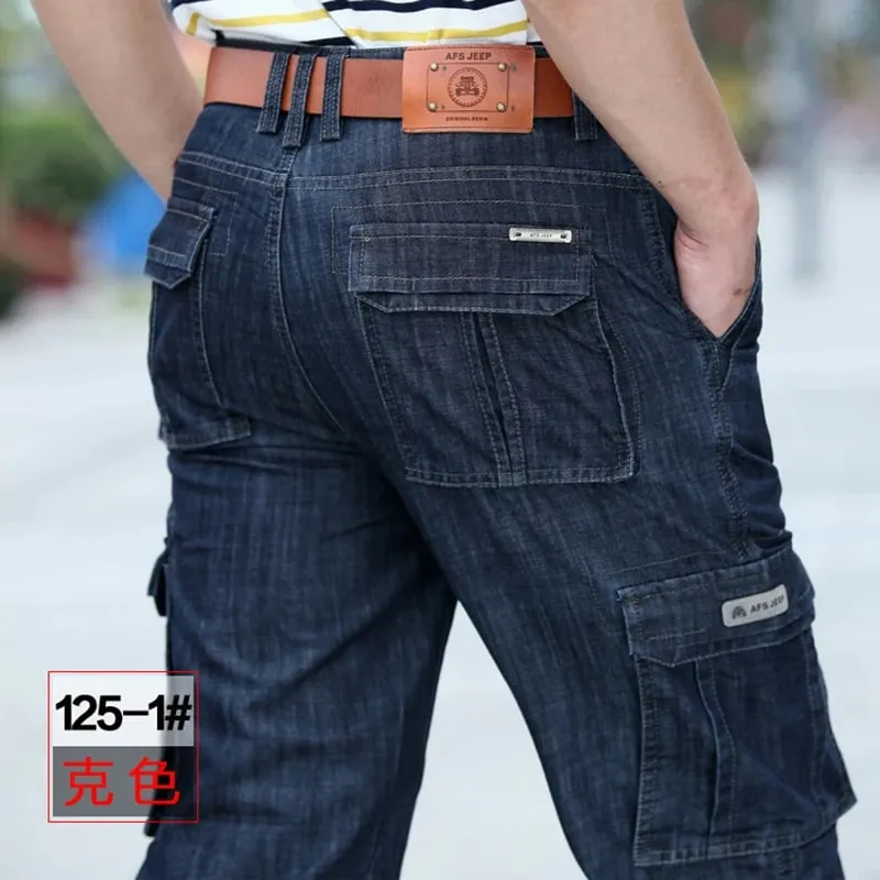 High Quality Men's Jeans Multi Pocket Denim Cargo Pants Oversized Casual Pants Men Clothing Loose Trousers 29-44 — image 4