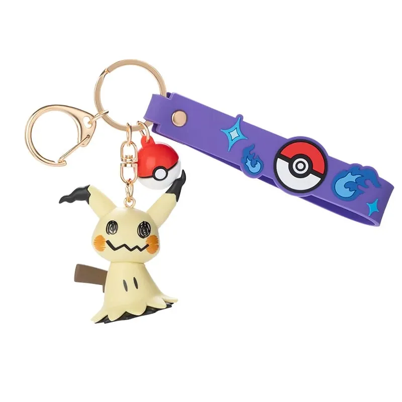 Genuine Pokemon Pikachu Keychain Gengar Morpeko Cubone Snorlax Mimikyu Anime Action Figure Toy Keyring Fragrance Pendant Gift