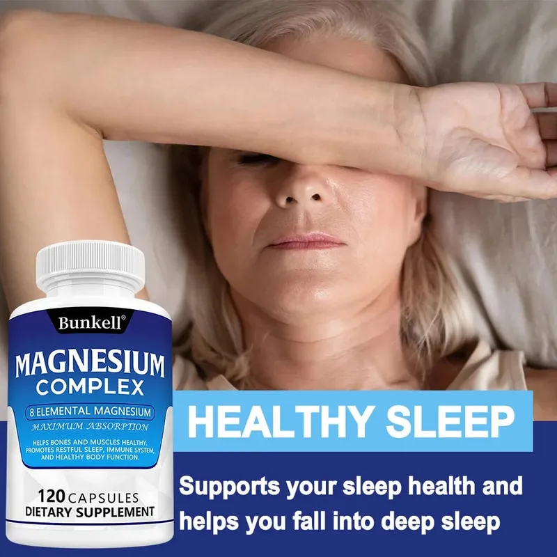 Complesso di magnesio 120 capsule - Integratore per la salute dei muscoli ossei e del cuore Supporto per il sonno Rilassamento muscolare Sollievo dallo stress e dall'ansia — image 2