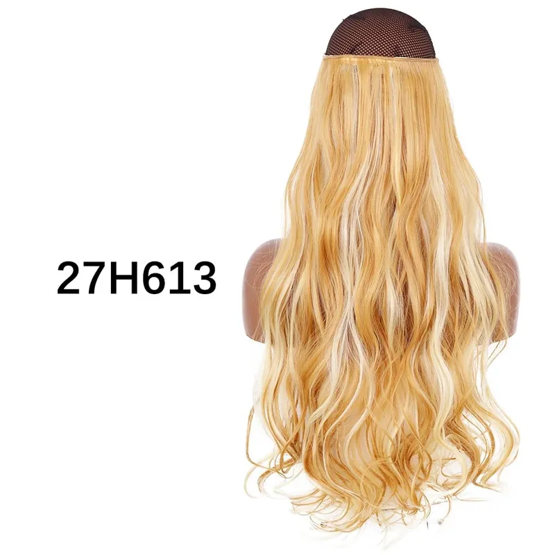 Synthetic No Clip Hair Extensions Natural 16 22 32" Long Wavy Invisible Wire One Piece False Hairpiece For Women