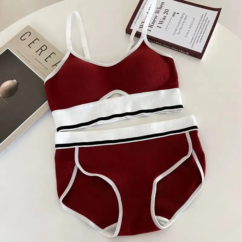 Seamless Sports Bralette Teens Wireless Anti-Sagging Thin Cup Small Chest Support Racerback Lightweight Bra Set lingerie