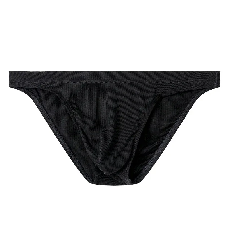 남자 리브 패브릭 팬티 팬티 남자 섹시한 속옷 통기성 낮은 허리 망 비키니 팬티 Cuecas 큰 주머니 Hombre Slips