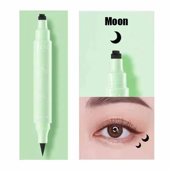 Moon Flower Star Eyeliner Stamp Pen 2IN1 Black Liquid Eye Liner Pencil Love Heart Triangle Waterproof Quick Dry Makeup Cosmetic