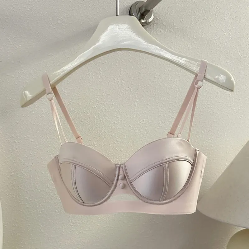 AA Cup Strapless Bra Set Fixed Half Cup Built-in Lift Lingerie Push Up Convertible Underwear Push Up Convertible Underwear — image 9