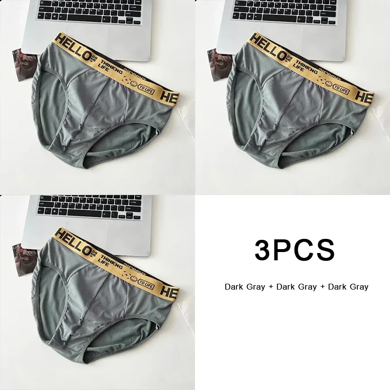 3PCS Underpants Soft Men's Panties Sports Personality Boxers Breathable Large Size Panties Briefs for Men Underwear T Underwears