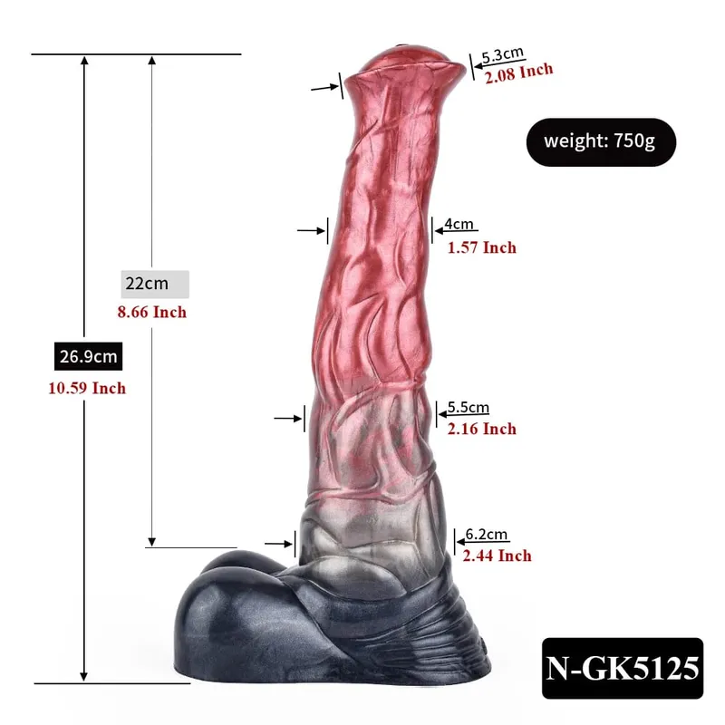 Dildo Kuda Silikon Palam Dubur Zakar Panjang Simpul Besar G-spot Perangsang Faraj dengan Cawan Sedut Mainan Seks Dewasa untuk Wanita Lelaki