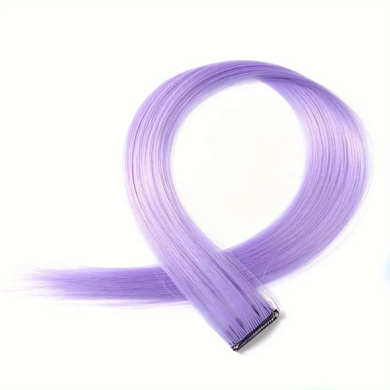 Clip in Hair Extensions 22 Inch Colored Hair Extensions Party Highlights Long Straight Synthetic Hairpieces for Women Kids Girl — image 25