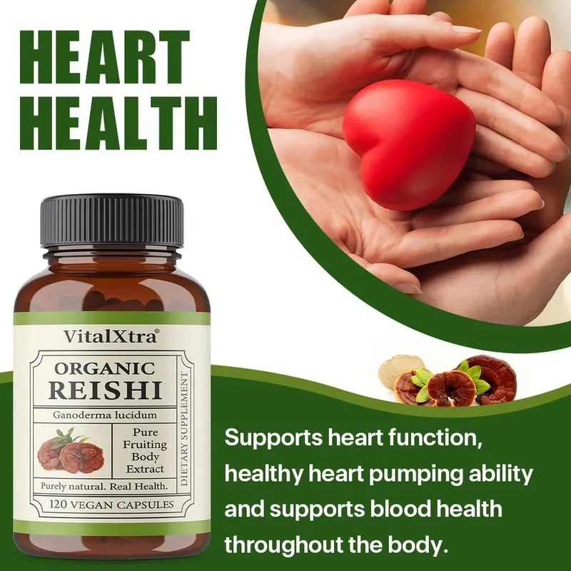 Reishi gomba kapszula 1000 mg Ganoderma Lucidum támogatja az immunrendszer egészségét, pihenést, alvást és természetes energiát, vegán, nem GMO