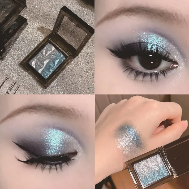 METALLIC Gradient Eyeshadow Palette Silver Blue Punk Smoky Eye Shadow เม็ดสีสูง Pressed สีม่วง Glitter Eyes แต่งหน้า Palette