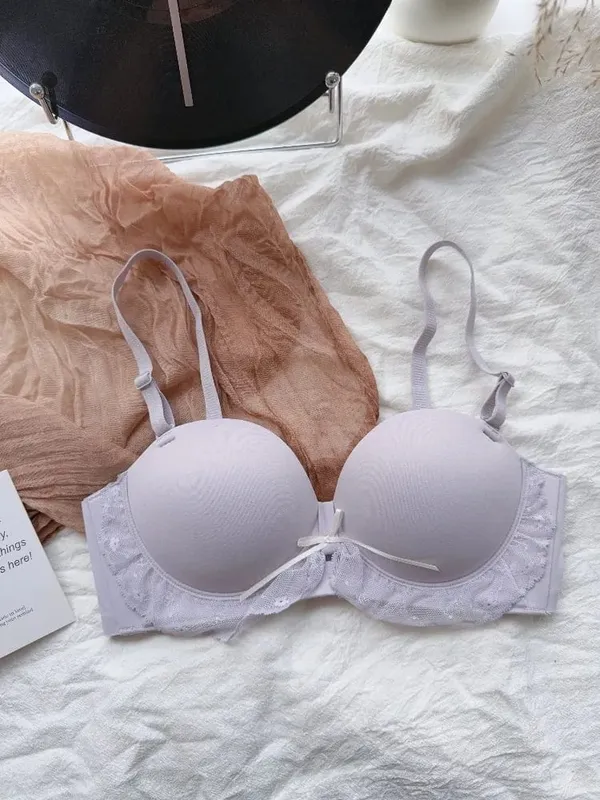 Kırmızı Yarım Fincan Dantel Sutyen Seti Küçük Sandıklar için Ayarlanabilir Destek Anti-Sarkma Push Up Seksi iç çamaşırı seti Kadın Doğum Günü Hediyesi — image 2