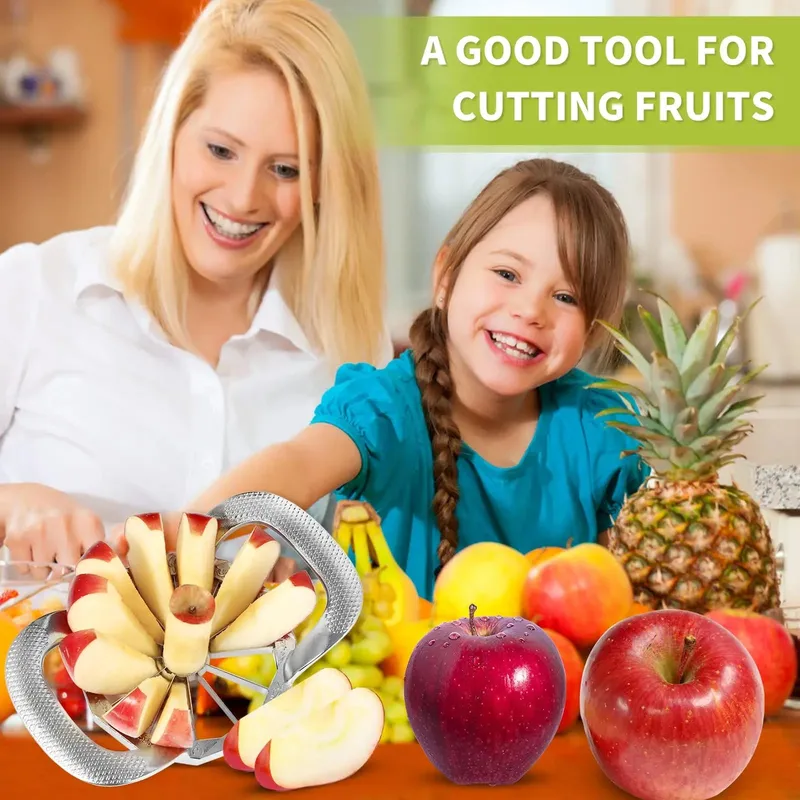 Stainless Steel Apple Slicer and Corer 12 Slices HEAVY DUTY Sharp Apple Cutter and Divider Fruit Cutter Kitchen Tools