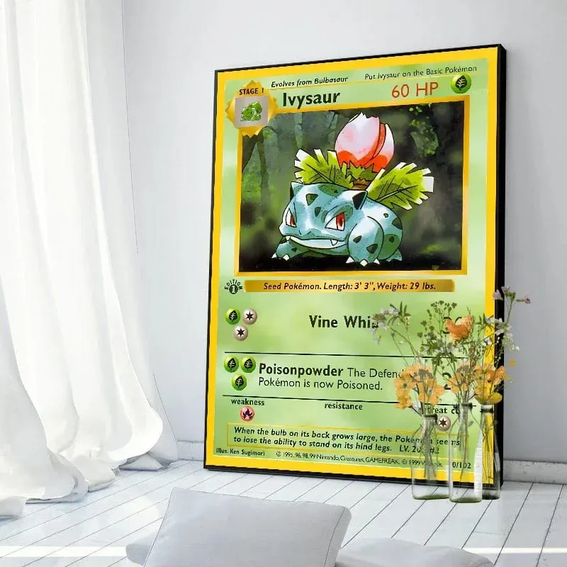Pokemon Basis Set 1996 Jaar Engels Kaarten Shining Canvas Painting Poster Print Watercolor Wall Art Picture Home Decor Gifts — image 9
