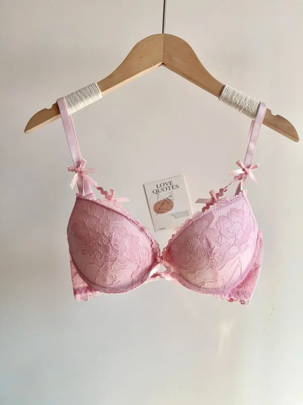 セクシーな Women Red Lace Bridal Lingerie Set Bowknot Push Up Bra Panty Small Bust Pure Style Wedding Party Intimate Underwear 32-38 — image 11