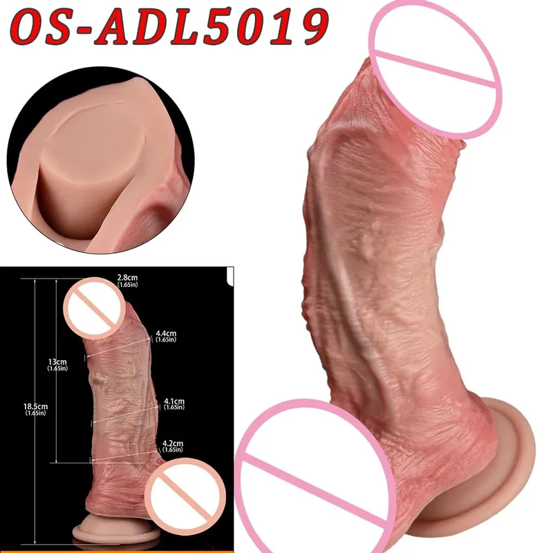Mainan Seks Stimulator Vagina Anal Kepala Ganda Dildo Panjang Realistis 47Cm dengan Pengisap untuk Pasangan Lesbian Alat Dewasa Pria Gay