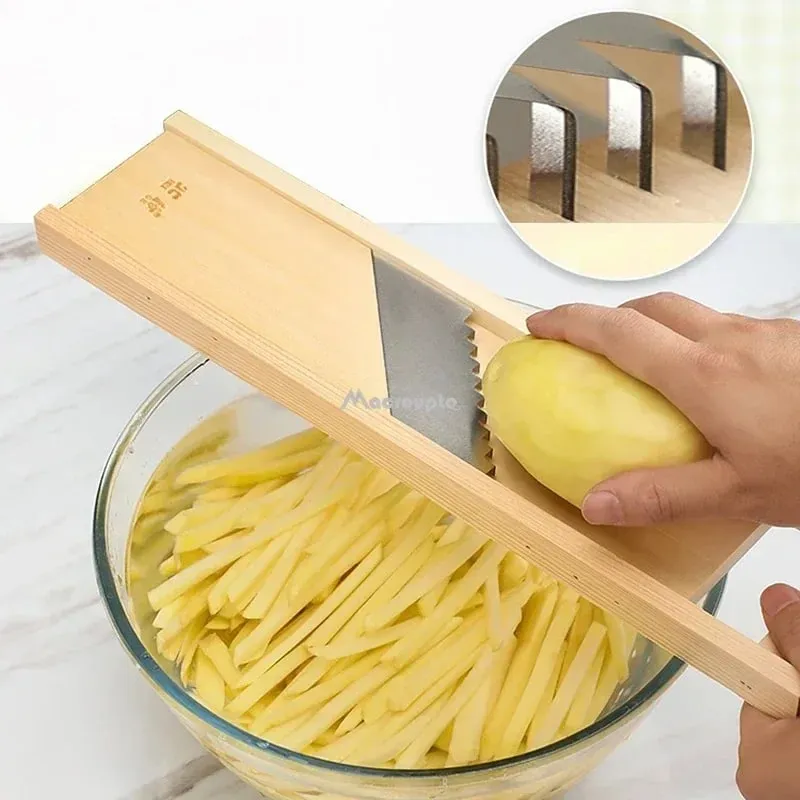 Groentensnijder Roestvrijstalen mes Handleiding Chopper Aardappel Komkommer Wortel Snijmachine Rasp Golfkarton Snijmachine Keuken Gadgets — image 2