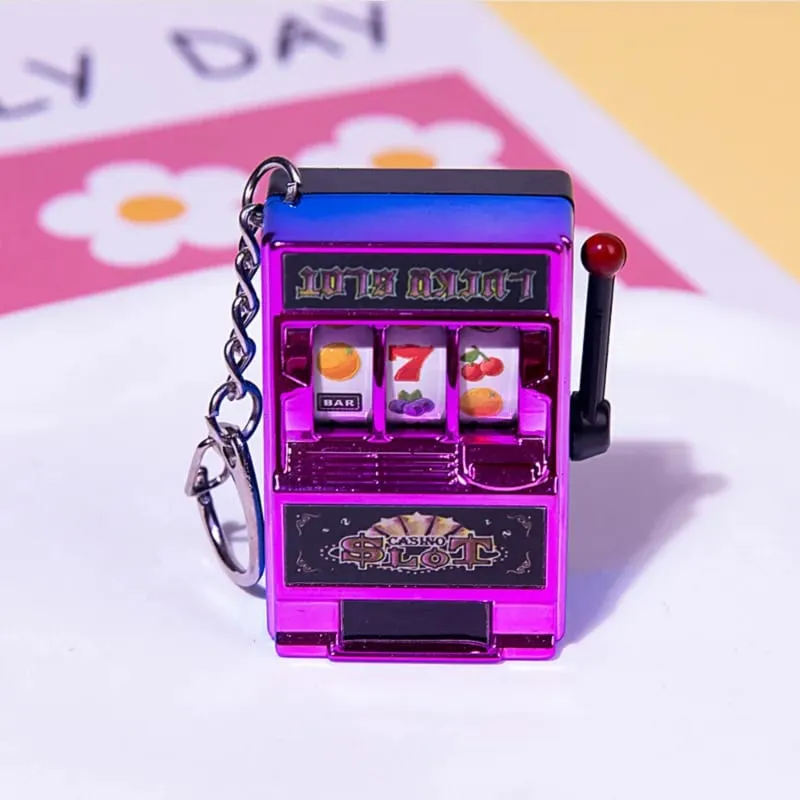 Funny Mini Slot Machine Keychain Luck Fruit Slot Gaming Machine Toy Keyring Lotto Game Bingo For Kid Cool Bag Pendant Charm Gift — image 7