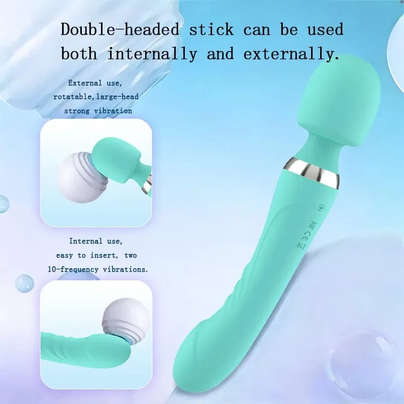 2 IN 1 Magic Wand Vibrator for Women G Spot Clitoral Stimulator 10 Vibration Modes AV Stick Dildo Female Vagina Massager Sex Toy — image 2