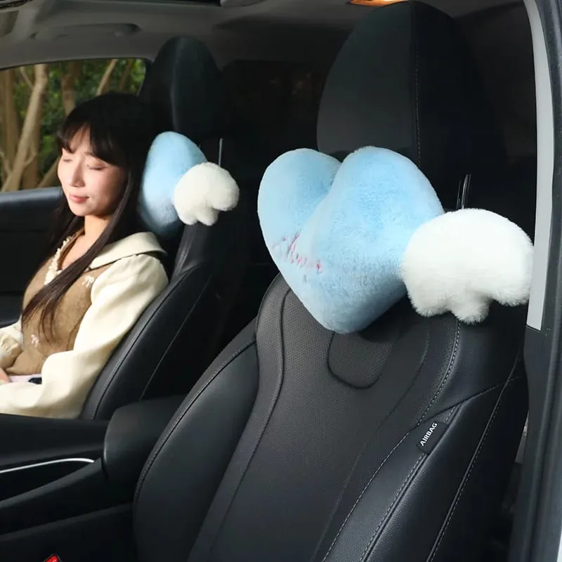 Cute Angel Heart Plush Pillow with Wings Soft Fluffy Love Heart Stuffed Cushion Car Sofa Home Decor Valentine Creative Gift