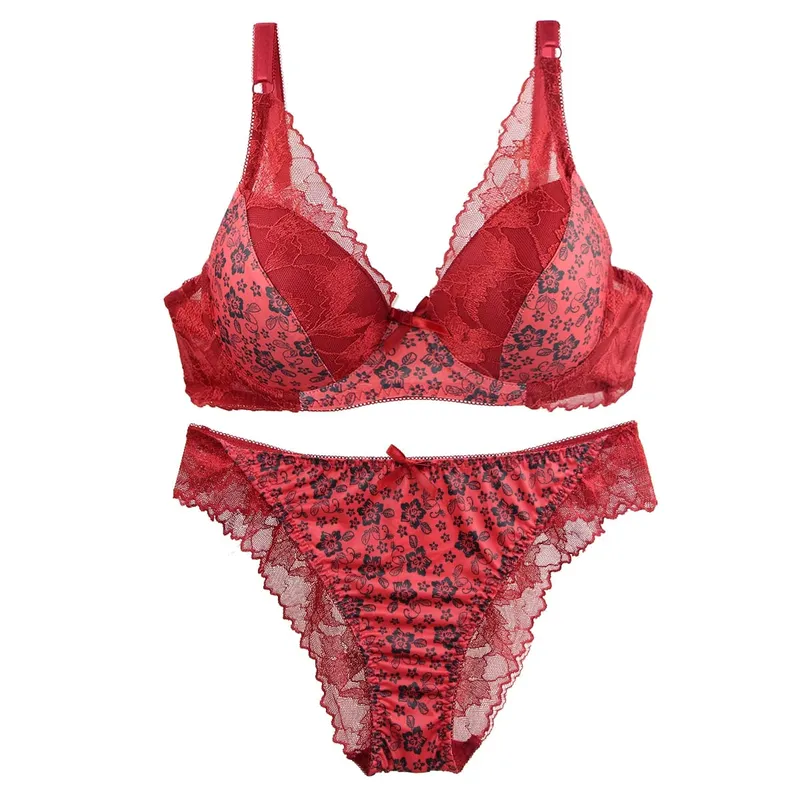 2024 New Thin Mode Cup Push Up Bras Set BCDE White burgundy Beige Black Green Blue Push Up Underwear For Women — image 1