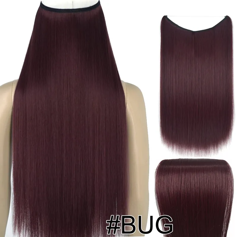 Synthetic Heat Resistant Hair Silky Straight Elasticity Invisible Wire Hair Extensions 8006 — image 49