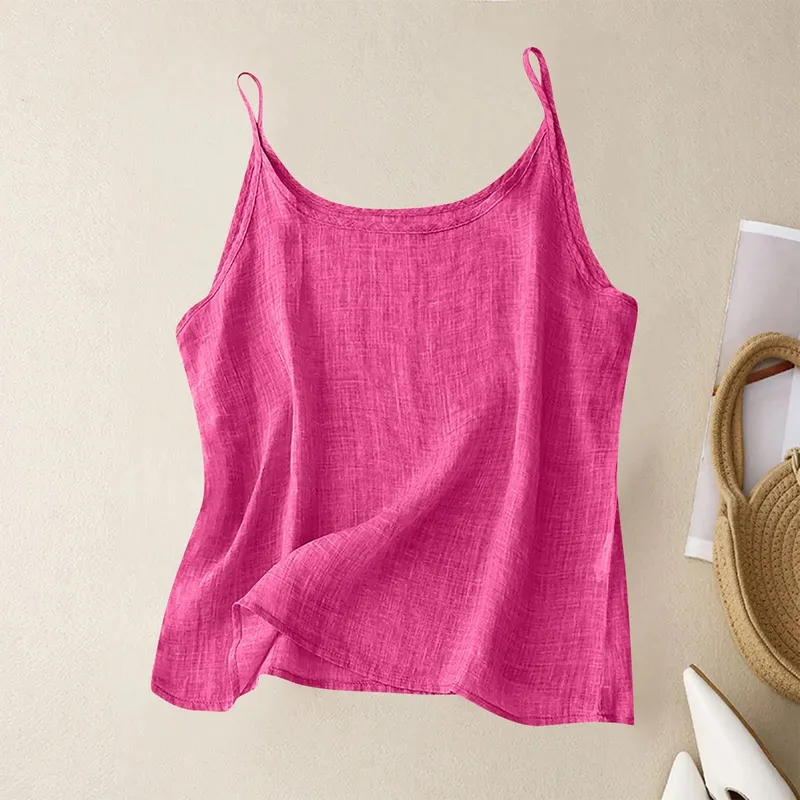 Vintage cotton and linen small camisole female summer thin bottoming vest loose thin cotton linen inner tops — image 12