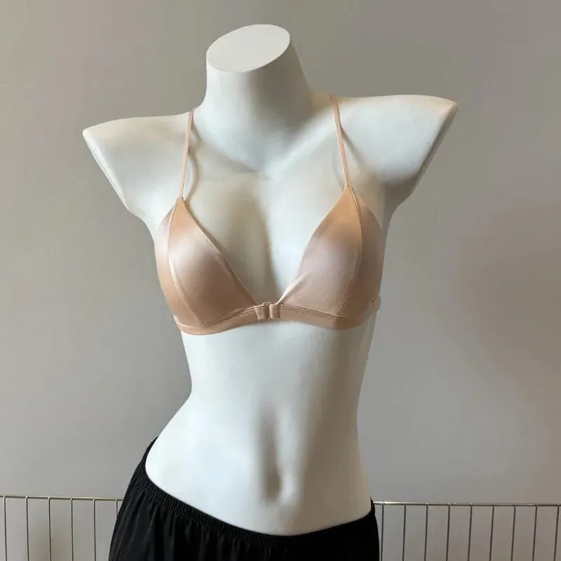 Hot Sale Leopard Print Bra French Triangle Front Closure Thin Beauty Back Spaghetti Strap Comfy Lingerie For Women Summer Daily — image 5