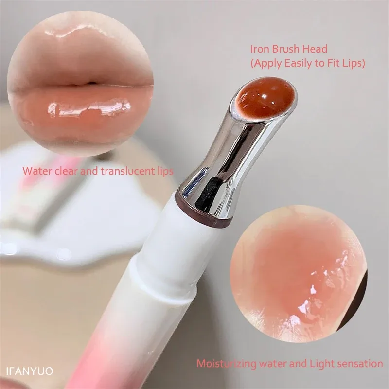 Kakashow Mirror Watery Lip Gloss Iron Brush Head Jelly Lipgloss Moisturizing Lip Tint Lipstick Nature Nude Lips Makeup Cosmetics — image 6
