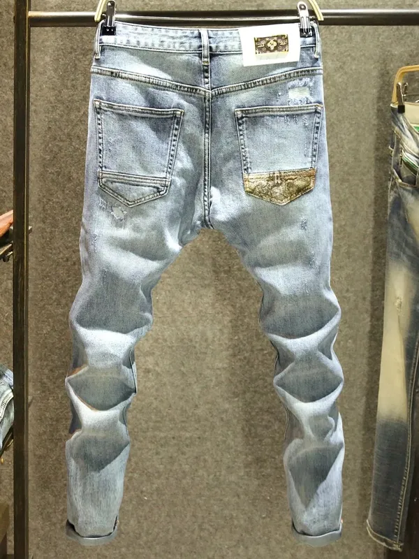 2024 Spring and Autumn New Fashion Trend Printed Stretch Jeans Men Casual Slim Comfortable Breathable High-Quality Jeans 28-36 — image 3