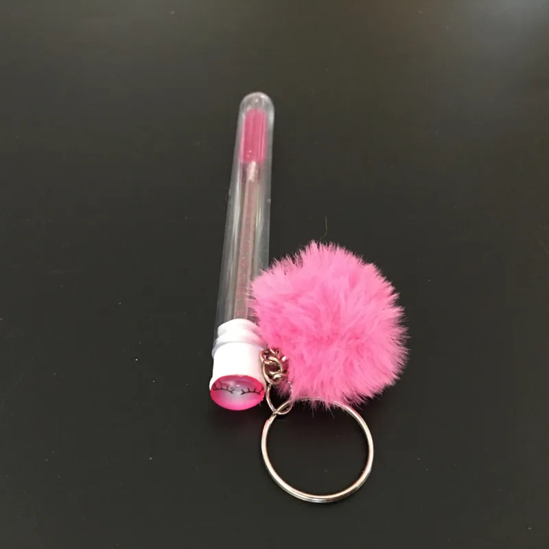 1pc Reusable Eyelash Brush with Key Ring Plush Ball Mascara Wand for Eyelash Extension Crystal Eyebrow Brush Make up Brushes — image 10
