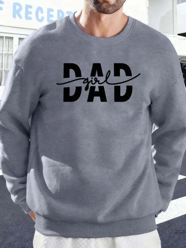 Papà Ragazza Lettera Creatività Stampa Pullover Uomo Autunno Felpe calde Felpe con cappuccio in pile oversize Morbido Casual Streetwear Uomo