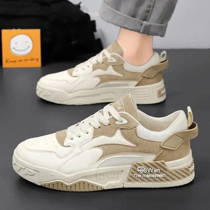 Men's Sneakers Men's Comfortable Platform Shoes 2026 Trend Lace-up Vulcanized Shoes White Casual Sneakers Zapatillas — image 3