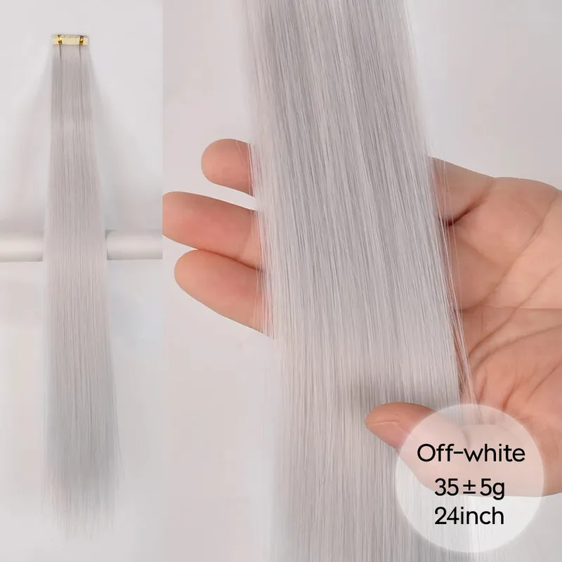 Tape In Straight Synthetic Hair Extensions Invisible Hand Tied Tape in Hair Natural Skin Weft Seamless Double-sided Adhesiv — image 14