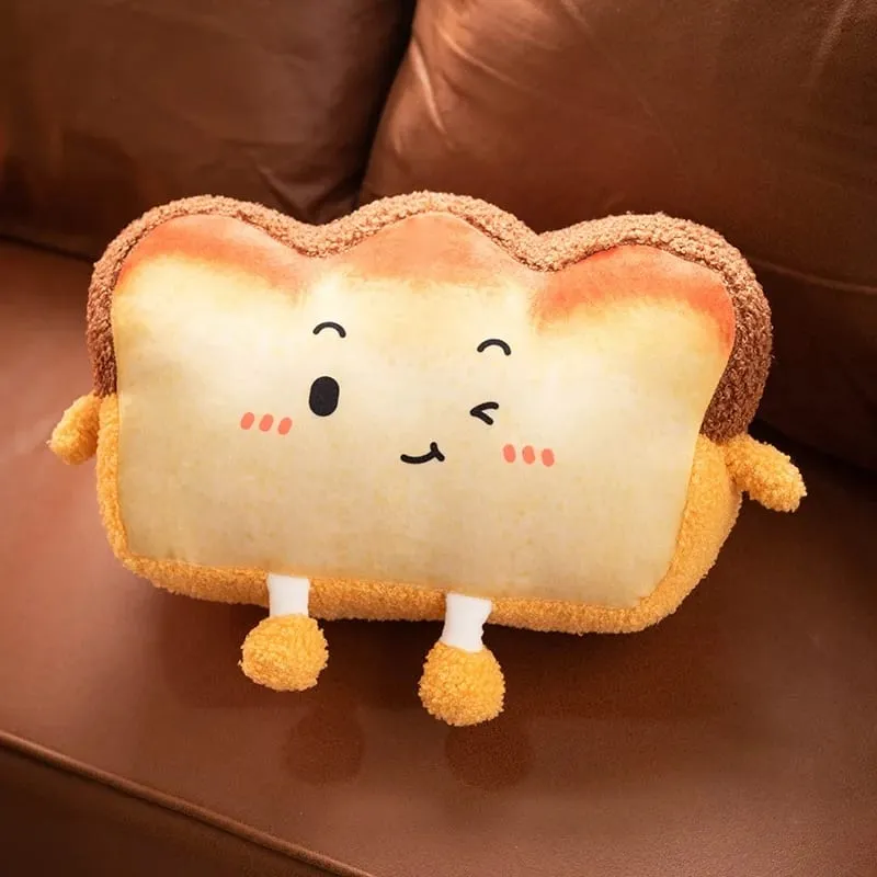 35x25cm Toast Bread Pillow Hands Warmer Winter Warm Plushie Emotion Face Human Figured Soft Cushion Decor Friend Gift — image 3