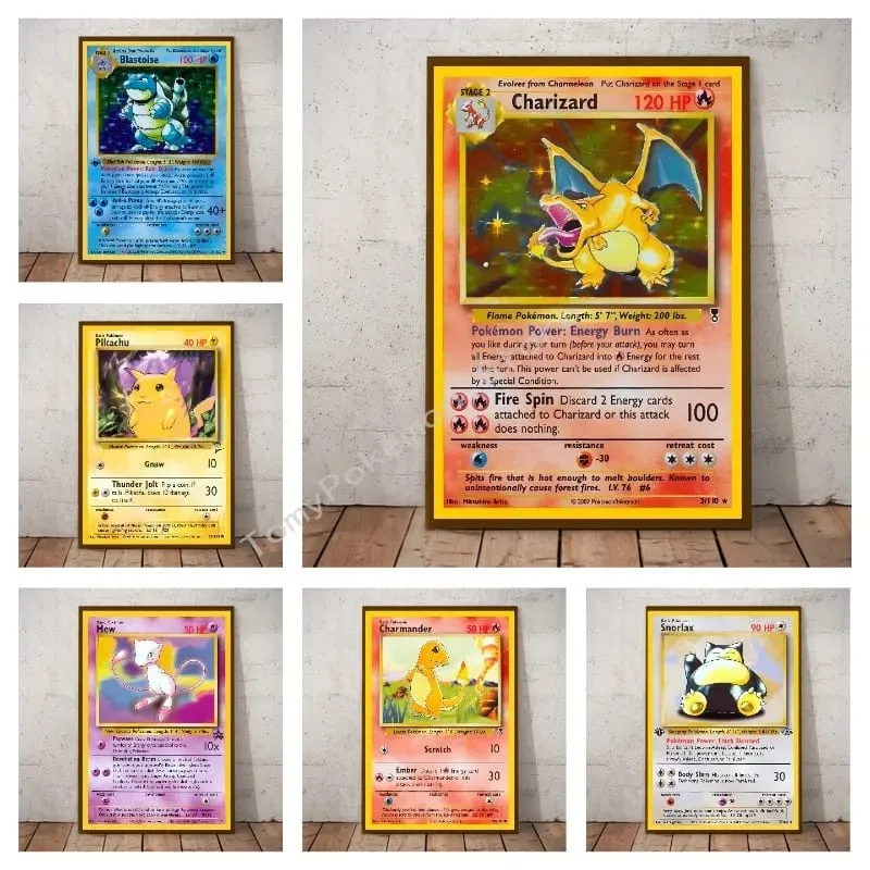 Pokemon Basis Set 1996 Jaar Engels Kaarten Shining Canvas Painting Poster Print Watercolor Wall Art Picture Home Decor Gifts — image 1