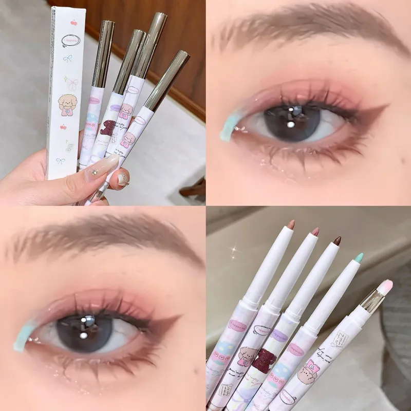 Perlglanz-Trauben-Eyeliner-Gel mit Pinselmischung, seidig glatt, Teebraun, Rosa, liegend, Seidenraupe, wasserfest, Eyeliner-Stift, Make-up — image 10