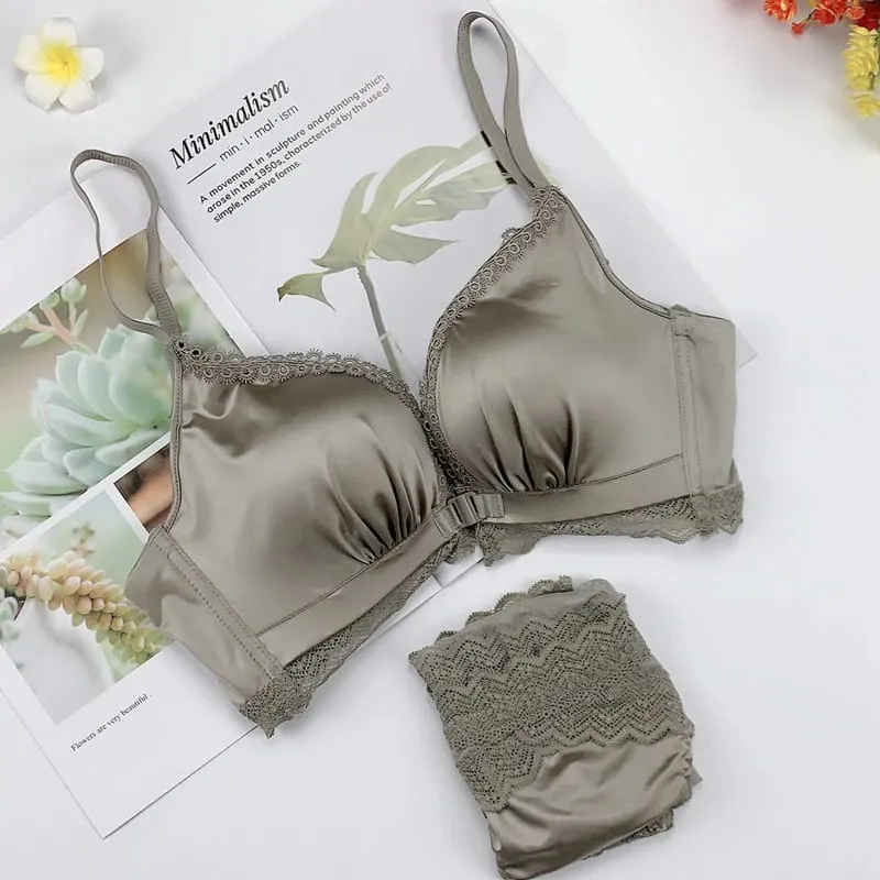 Front Closure Push Up Bra Set - Women's Small Bust Lace Underwire Lingerie | Pull Up Lift Sexy Thin Beauty Back Bralette — image 14