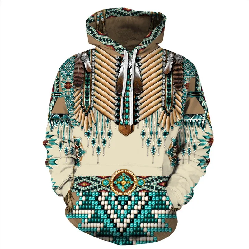 Fashionable 3D Printed Bohemian Pattern Men's Top Fashionable Men's Loose Large Sports Hoodie Street Retro Long Sleeve Hoodie — image 29