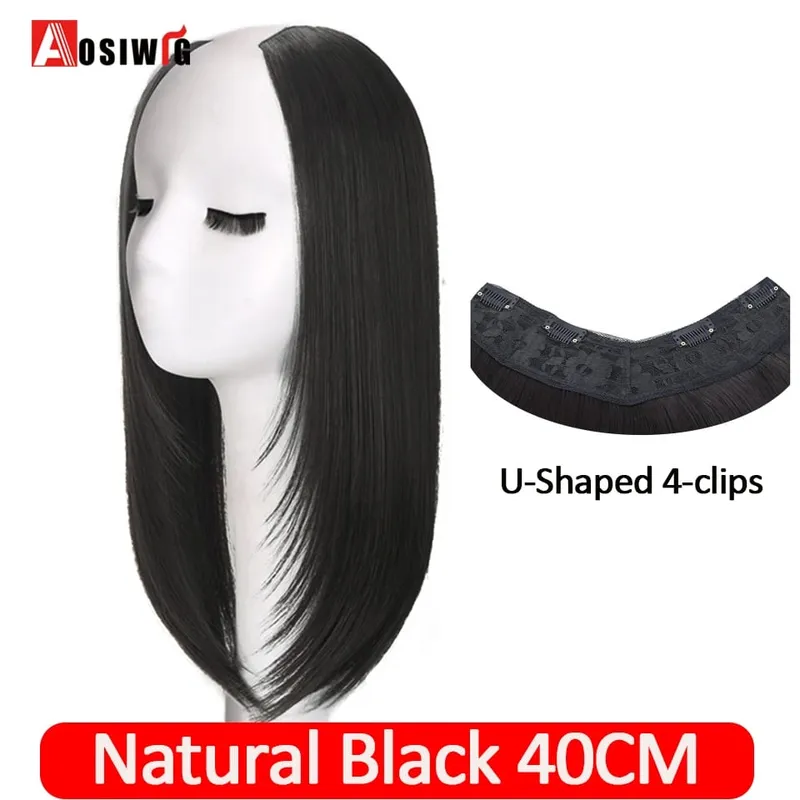 Synthetic Straight U-Shaped Hair Pad Clips In Hair Extensions Invisible Seamless Fluffy Hair Natural Fake Hair Pieces — image 10