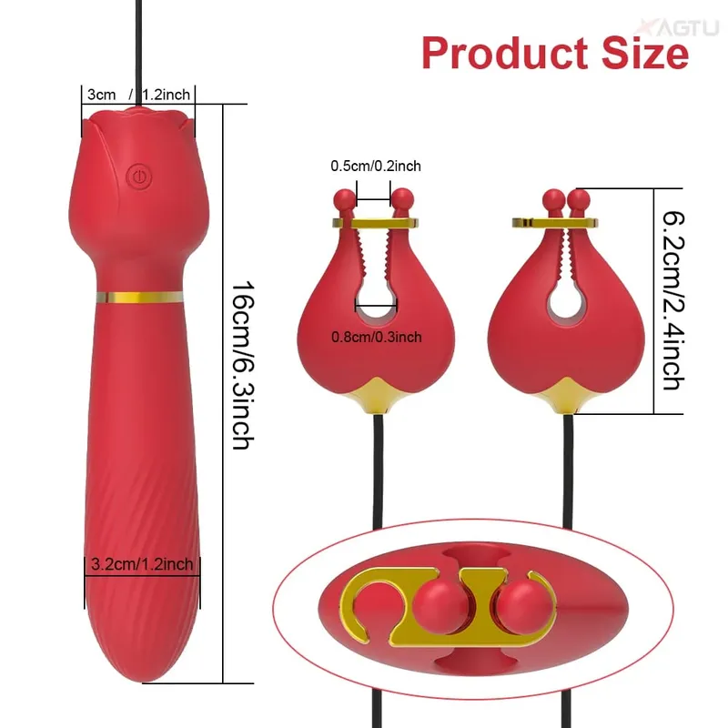 Nipple Vibrator for Women with Nipple Clamps Breast Clips Clitoral Stimulation G Spot Wand Vibrators Adult Goods for Couples 18+ — image 3